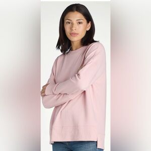 Relaxed Fit Ladies Cream Colored Sweatshirt with Ribbed hem, collar, and sleeve